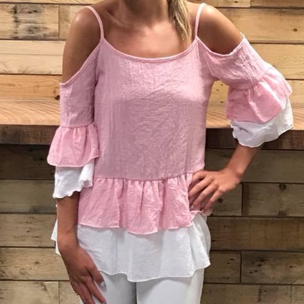 Julie Pink and White Top